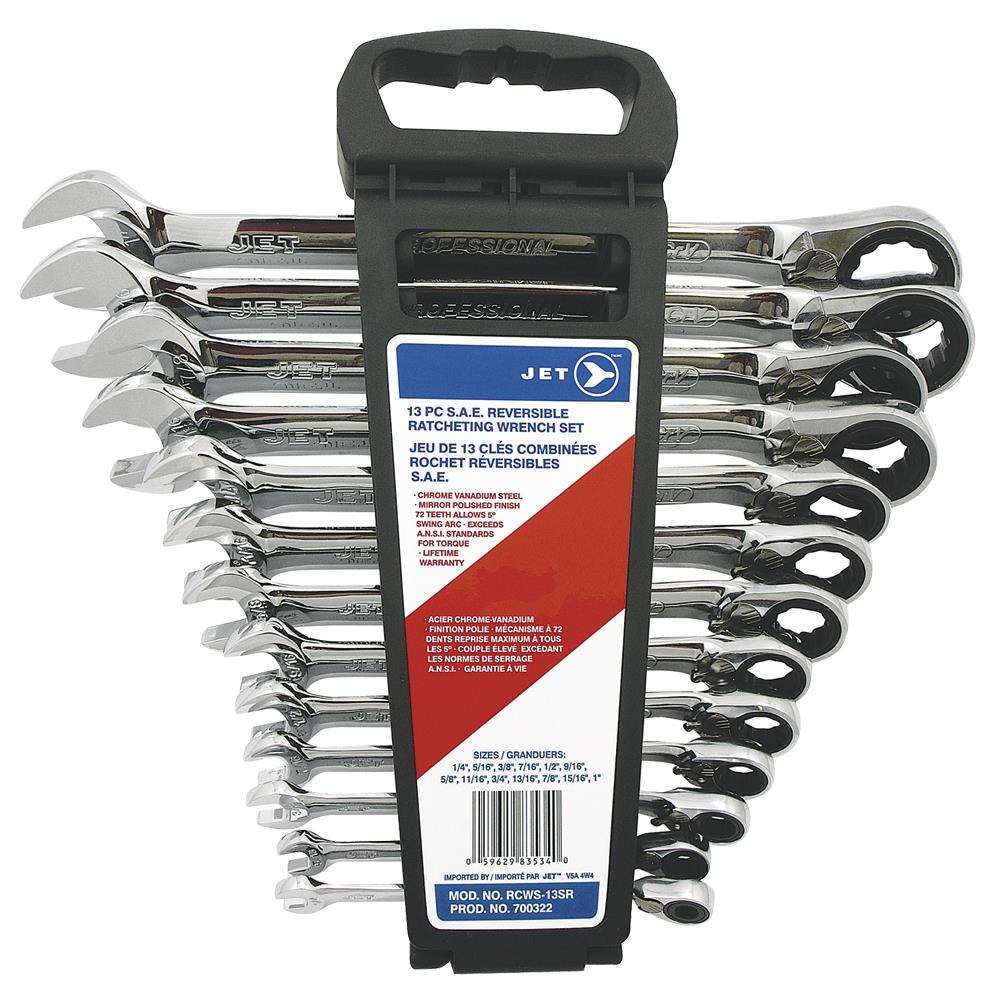 Jet - 13 PC Long SAE Reversible Ratcheting Combination Wrench Set