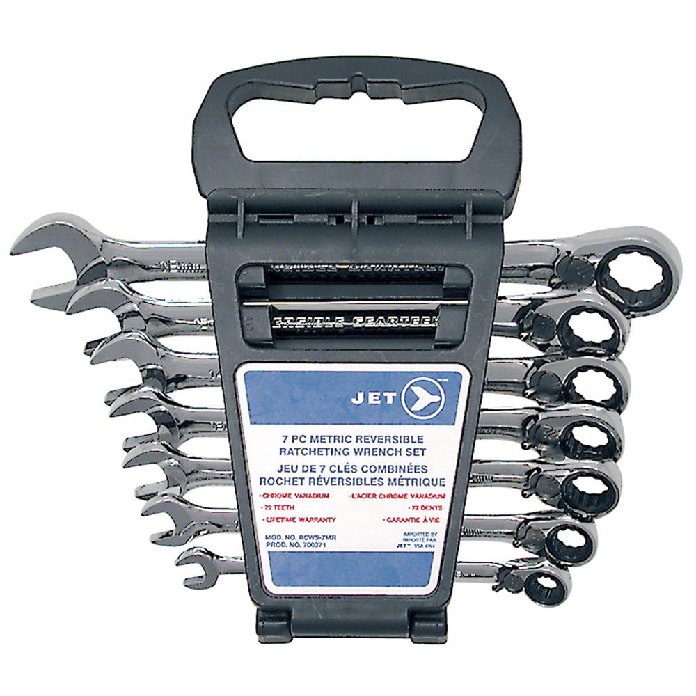 Jet 7 PC Long Metric Reversible Ratcheting Combination Wrench Set