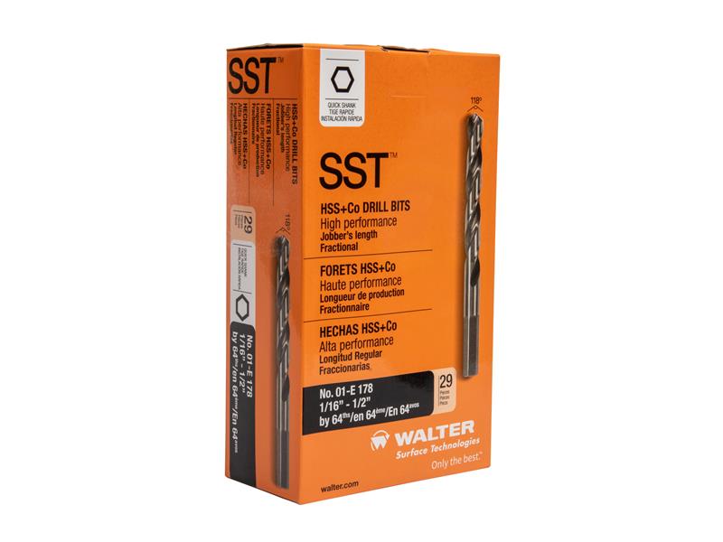 Walter - #29 SST QCK SHANK DRILL SET/PLASTIC BOX
