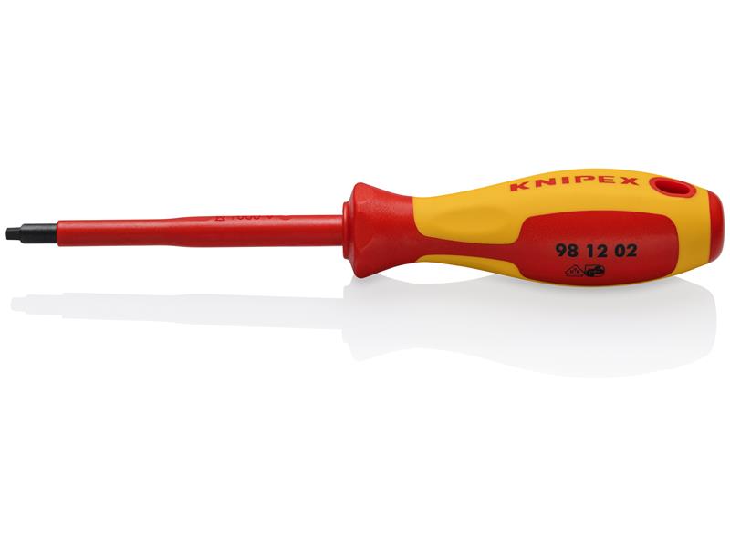 Knipex - Square Drive Screwdriver, 4"-1000V Insulated, R2, 8 1/2", Multi-Component, VDE