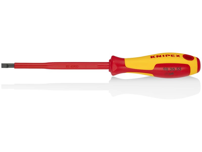 Knipex - Slotted Screwdriver, 5"-1000V Insulated, 7/32" tip, 9 1/4", Multi-Component, VDE