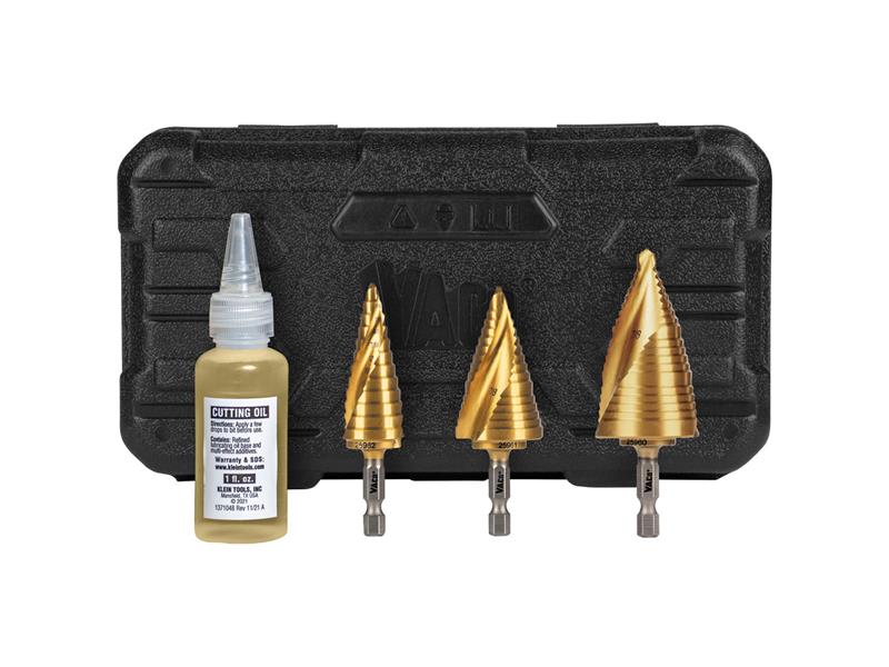 Klein Step Bit Kit, Spiral Double-Fluted, VACO, 3-Piece