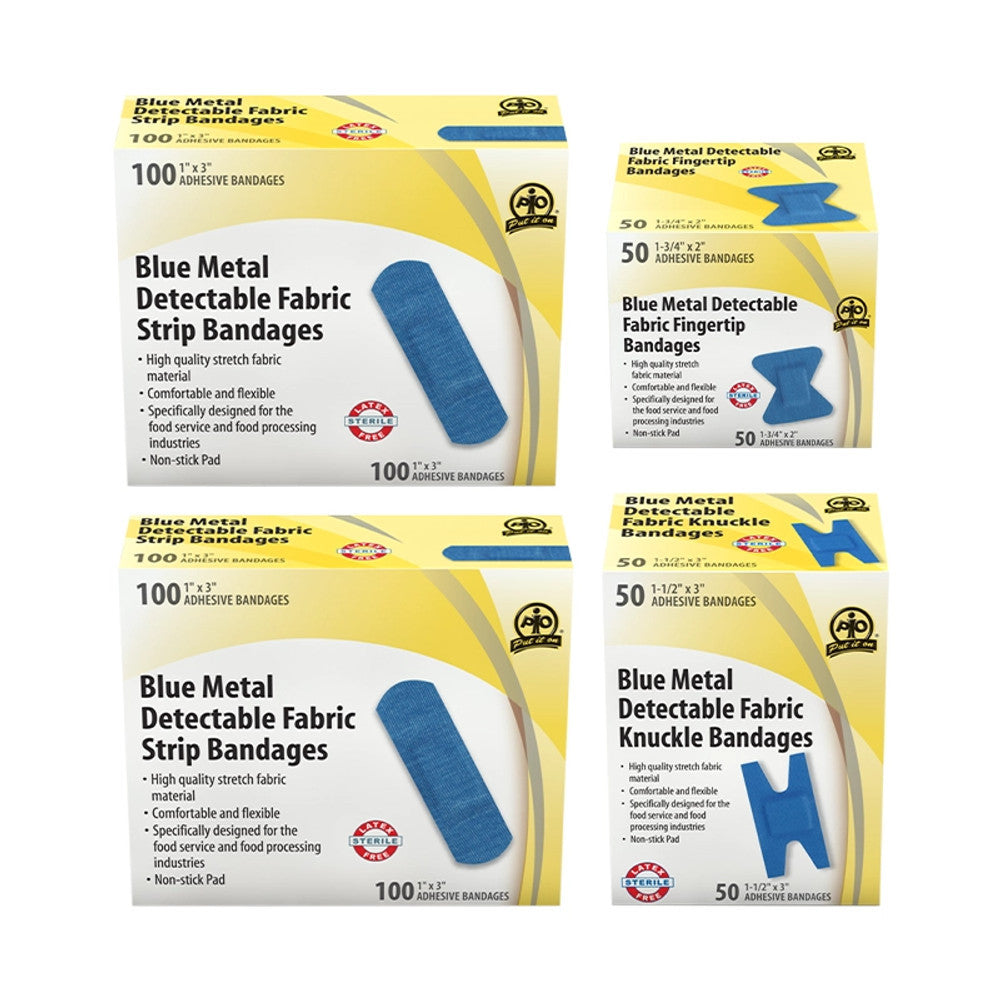 Wasip - Blue Metal Detectable Bandages Variety Pack