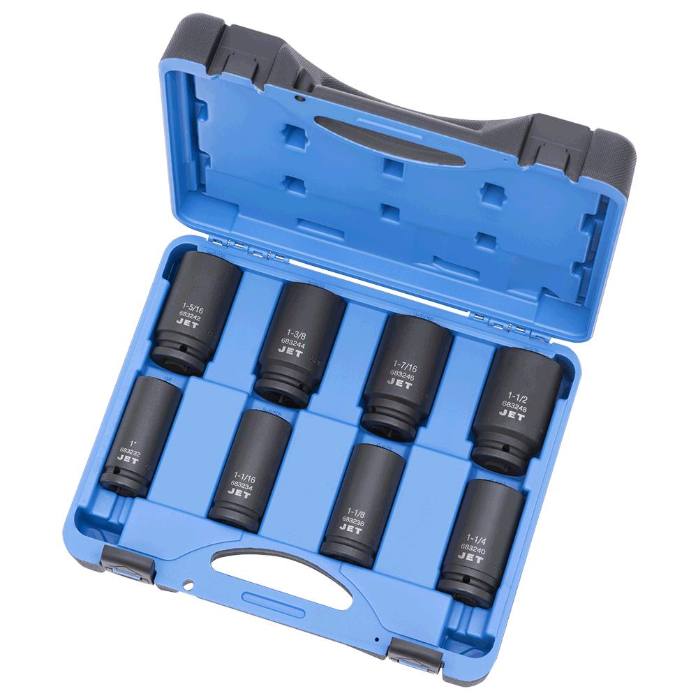Jet - 8 PC 3/4" DR Deep SAE Impact Socket Set – 6 Point