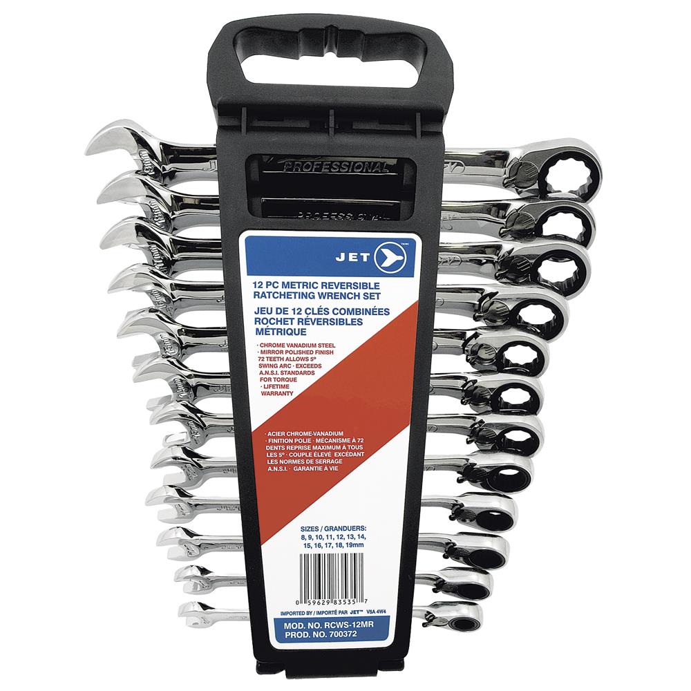 Jet - 12 PC Long Metric Reversible Ratcheting Combination Wrench Set