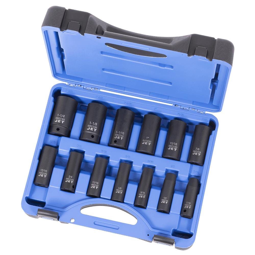 Jet - 1/2" DR Deep SAE Impact Socket Set – 6 pt. – 13 pc