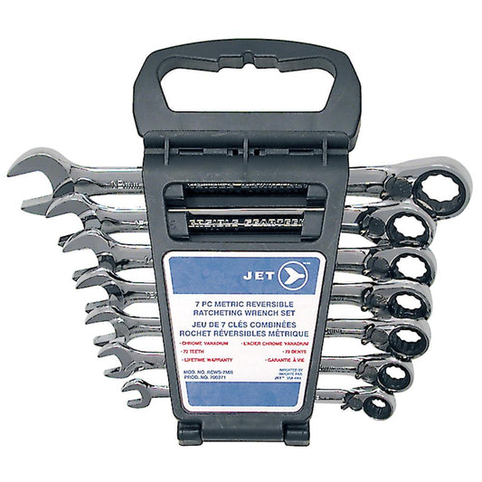 Jet 7 PC Long Metric Reversible Ratcheting Combination Wrench Set
