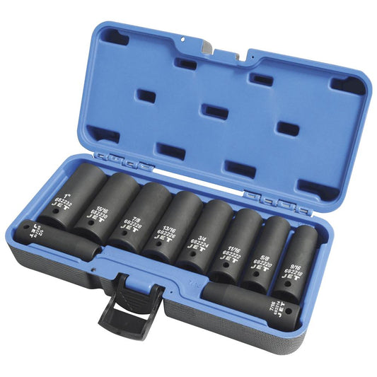 Jet - 10 PC 1/2" DR Deep SAE Impact Socket Set – 6 Point