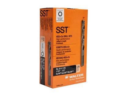 Walter - #29 SST QCK SHANK DRILL SET/PLASTIC BOX
