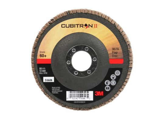 3M™ Cubitron™ II Flap Disc, 967A, T27, 60+, Y-weight, 4-1/2 in x 7/8 in