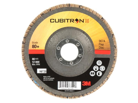 3M™ Cubitron™ II Flap Disc, 967A, T29, 80+, Y-weight, 5 in x 7/8 in