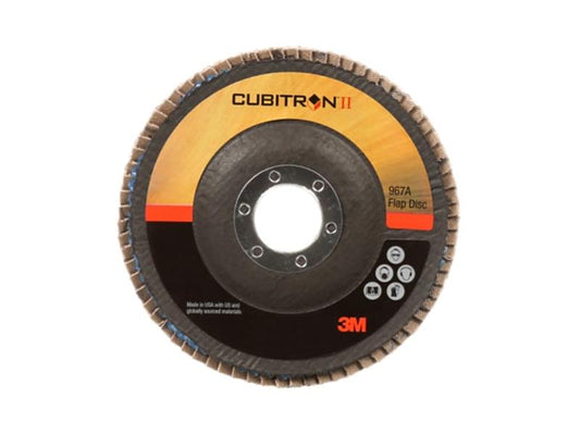 3M™ Cubitron™ II Flap Disc, 967A, T27, 40+, Y-weight, 4-1/2 in x 7/8 in
