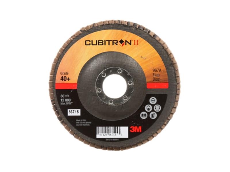 3M™ Cubitron™ II Flap Disc, 967A, T27, 40+, Y-weight, 5 in x 7/8 in
