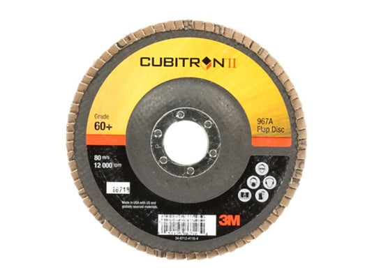 3M™ Cubitron™ II Flap Disc, 967A, T27, 60+, Y-weight, 5 in x 7/8 in