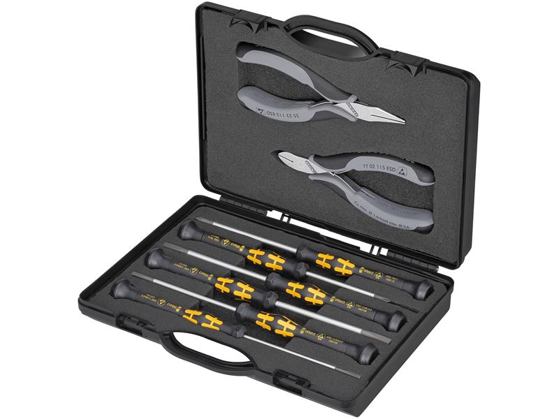 Knipex - 8 Pc Electronics Tool Set ESD in Case with Foam