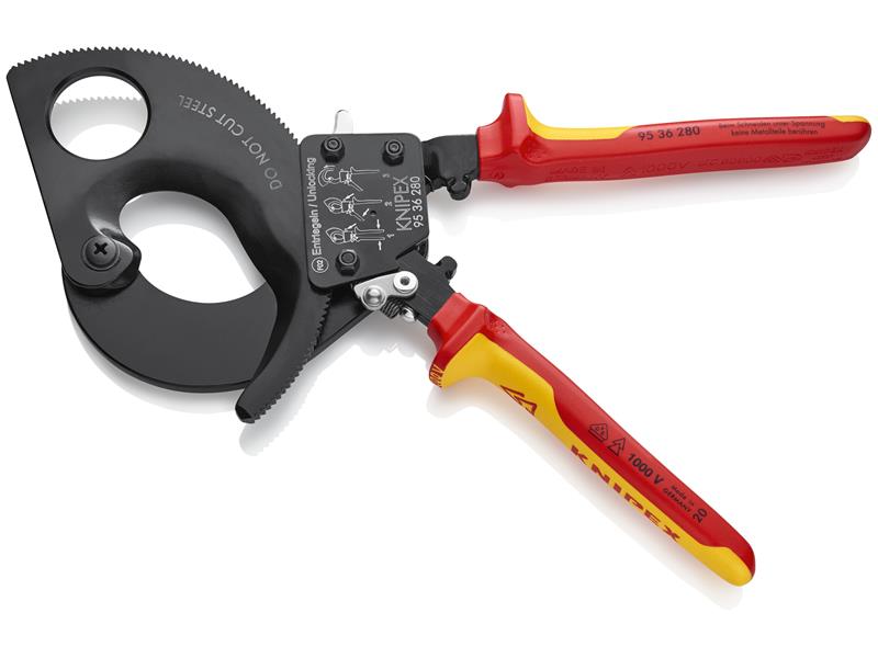 Knipex - Ratcheting Cable Cutters-1000V Insulated, 11", Multi-Component, VDE