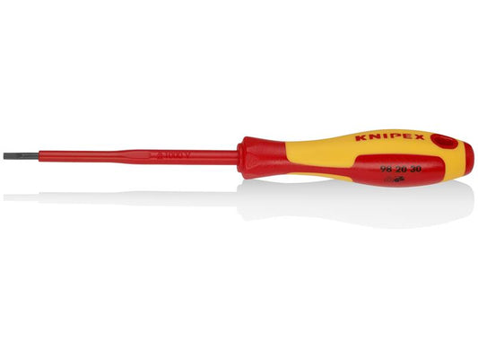 Knipex - Slotted Screwdriver, 4"-1000V Insulated, 7/64" tip, 8", Multi-Component, VDE
