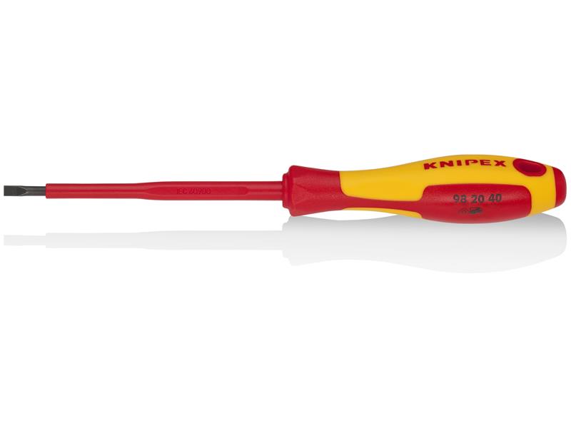 Knipex - Slotted Screwdriver, 4"-1000V Insulated, 5/32" tip, 8", Multi-Component, VDE