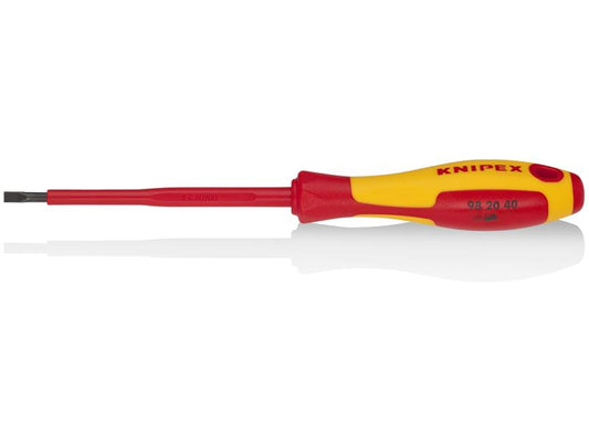 Knipex - Slotted Screwdriver, 4"-1000V Insulated, 5/32" tip, 8", Multi-Component, VDE