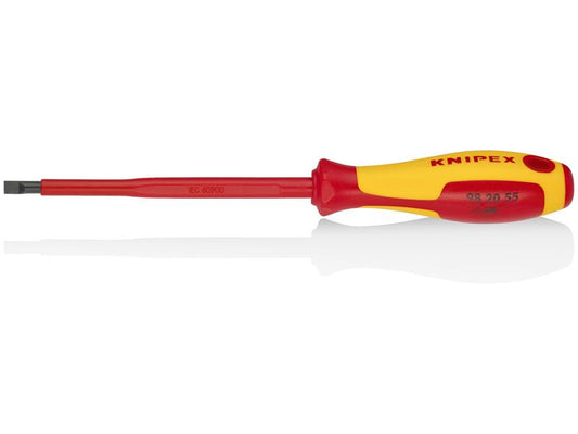 Knipex - Slotted Screwdriver, 5"-1000V Insulated, 7/32" tip, 9 1/4", Multi-Component, VDE