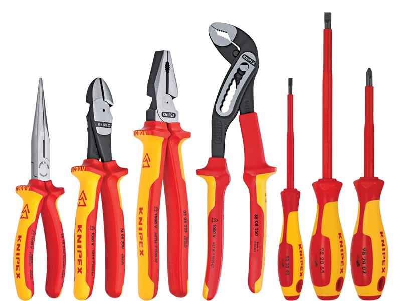 Knipex - 7 Pc Pliers and Screwdriver Tool Set-1000V Insulated in Nylon Pouch, Multi-Component