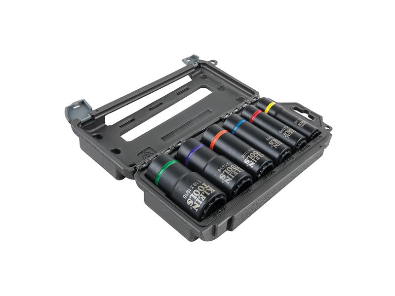 Klein - 2-In-1 Impact Socket Set, 12-Point, 6-Piece
