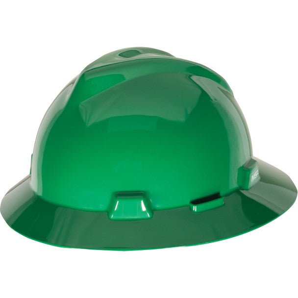 MSA - V-Gard Slotted Full-Brim Hardhat, Quick-Slide Suspension, Non-Vented