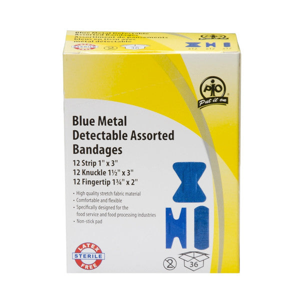 Wasip - Blue Metal Detectable Assorted Bandages - 36/Box
