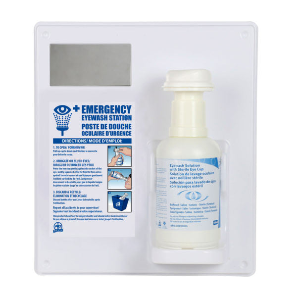 Wasip - Single Eyewash Station w/ Sterile Eye Cup and 1L Eyewash Solution