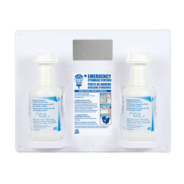 Wasip - Dual Eyewash Station w/ Sterile Eye Cup and (2) 1L Eyewash Solutions