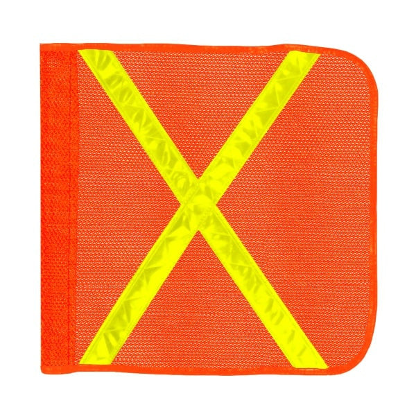 Driver Industrial Safety - Light Duty Whip with 16"x16" Orange Flag (Yellow X) and a Magnetic Mounting Base