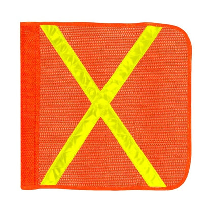 Driver Industrial Safety - Light Duty Whip with 16"x16" Orange Flag (Yellow X) and a Magnetic Mounting Base