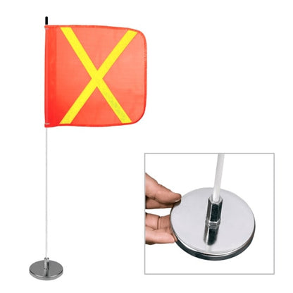 Driver Industrial Safety - Light Duty Whip with 16"x16" Orange Flag (Yellow X) and a Magnetic Mounting Base