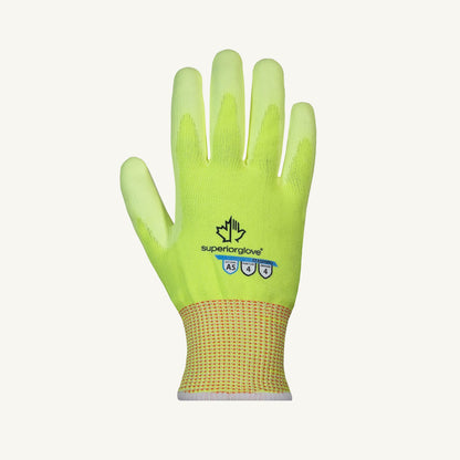 Superior Glove - Tenactiv Glove - Hi-Viz PU Coated | Cut Resistance A5 | 12 Pack