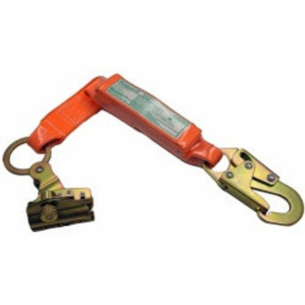 Guardian Fall Protection - ADP Rope Grab with 2ft Shock Absorbing Lanyard | Triple-Locking Closing Mechanism