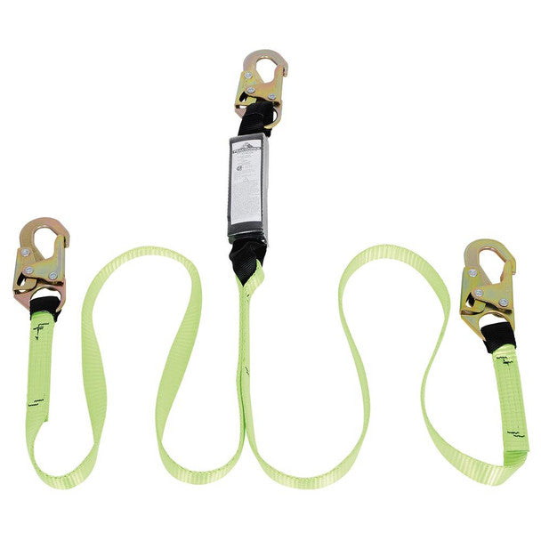 PeakWorks - Shock Absorbing Lanyard - SP - Twin Leg - Snap Hooks - 110 - 220 Lb Capacity