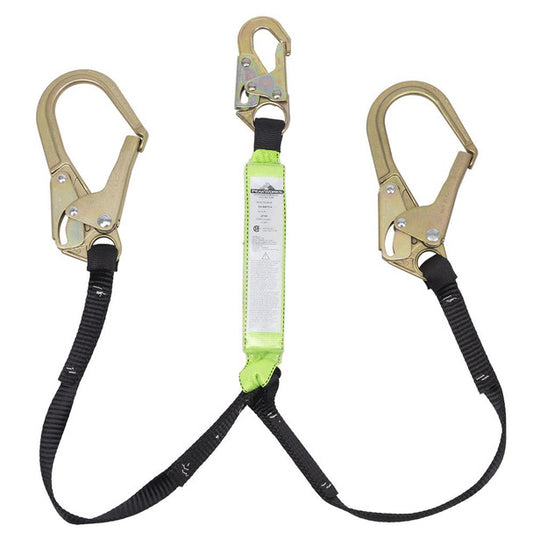 PeakWorks - Shock Absorbing Lanyard - SP - Twin Leg - Snap & Form Hooks - 200 - 350 Lb Capacity